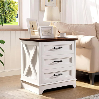 Farmhouse Nightstand or End Table with Drawers