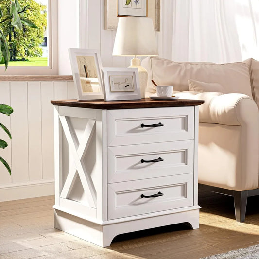 Farmhouse Nightstand or End Table with Drawers