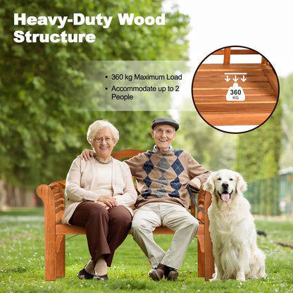 Folding Wooden Outdoor Bench with Backrest