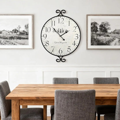 30" Farmhouse Wrought Iron Frame Wall Clock