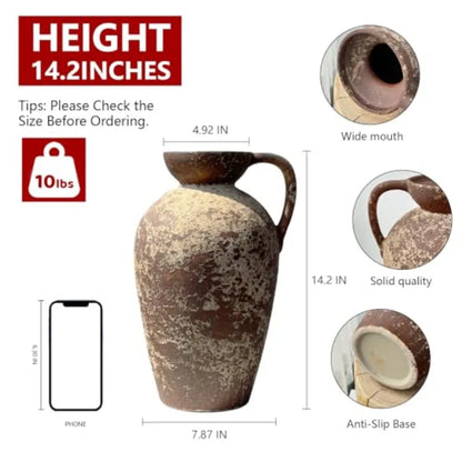 Ceramic Rustic Farmhouse Vase with Handle