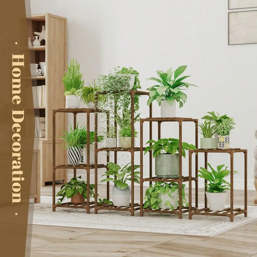 Stands Indoor Outdoor 4 Sets Plant Shelves Wooden Plant Holder For Multiple Plants Flower Stands Window