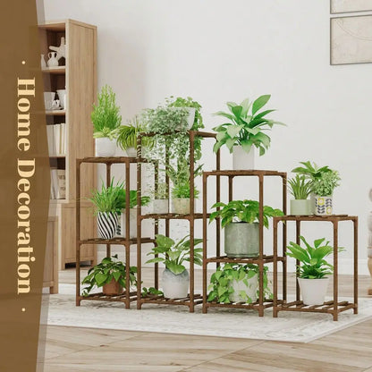 Stands Indoor Outdoor 4 Sets Plant Shelves Wooden Plant Holder For Multiple Plants Flower Stands Window