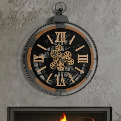 Large Rustic Farmhouse Gear Clock