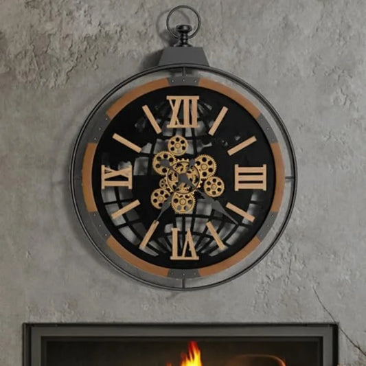 Large Rustic Farmhouse Gear Clock
