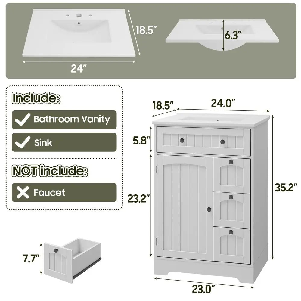 Farmhouse Bathroom Vanity with Ceramic Sink