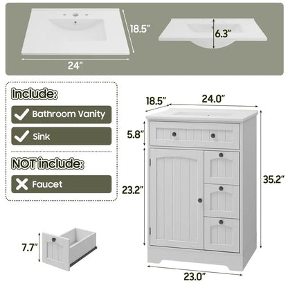 Farmhouse Bathroom Vanity with Ceramic Sink