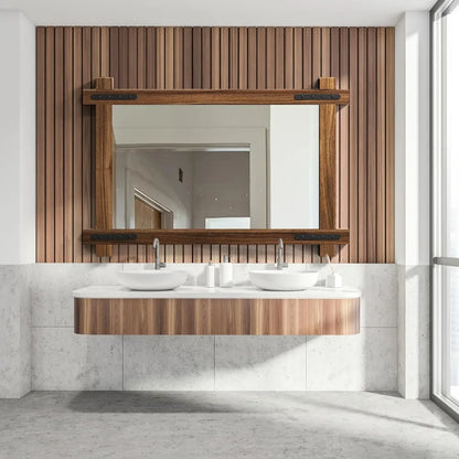 Rustic Farmhouse, Wooden Vanity Mirror for Bathroom