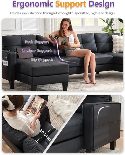 Sectional Sofa with Cup Holders & USB