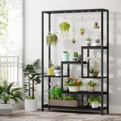 71" Tall, Indoor, Outdoor Plant Stand with Hanging Hooks