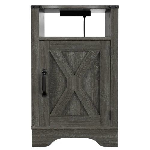 Farmhouse Nightstand or End Table with Charging Station