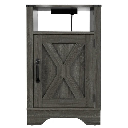 Farmhouse Nightstand or End Table with Charging Station