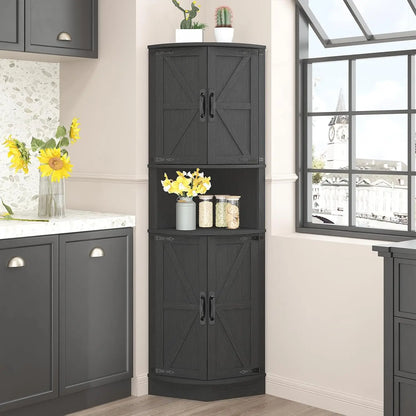 64.8" Tall Farmhouse Corner Storage Cabinet
