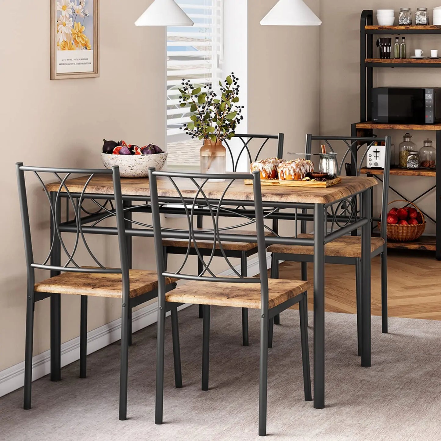 5 Piece Kitchen Table Set with Chairs
