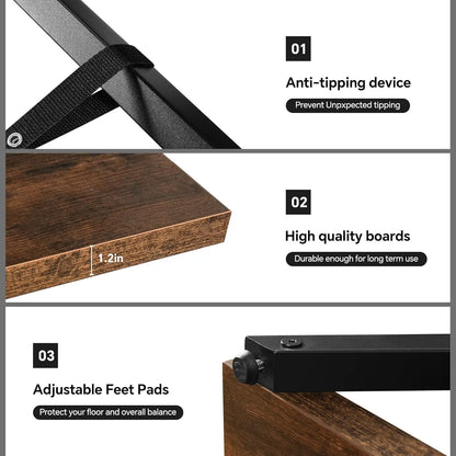 5-Tier Industrial Rustic Bookcase Display