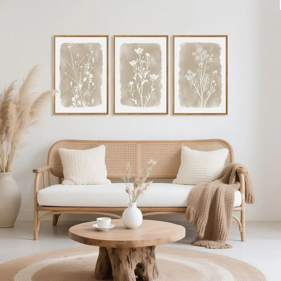 Framed Rustic Wildflower Wall Art Set