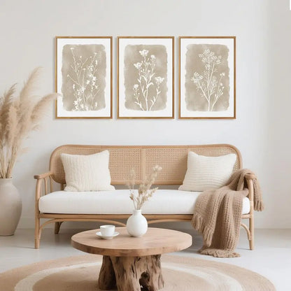 Framed Rustic Wildflower Wall Art Set
