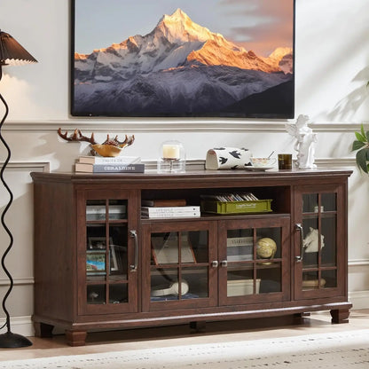 Farmhouse Sideboard Buffet Cabinet with Glass Windows