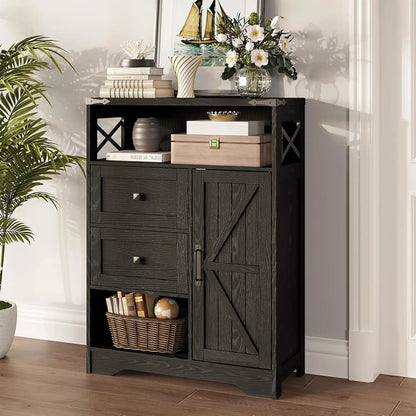 Farmhouse Kitchen Cabinet with 2 Drawers & Shelves