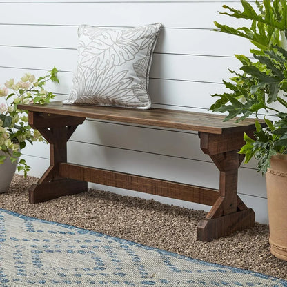 Wooden Farmhouse Bench for Indoor, Outdoor