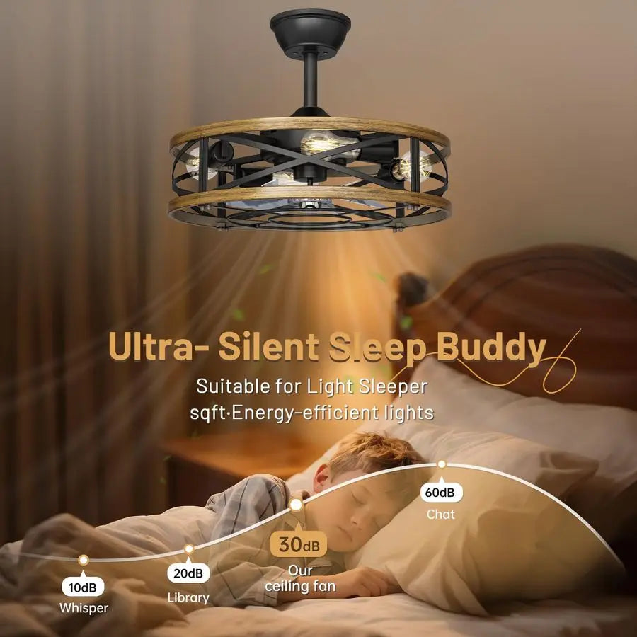 Industrial Farmhouse Ceiling Fan with Lights