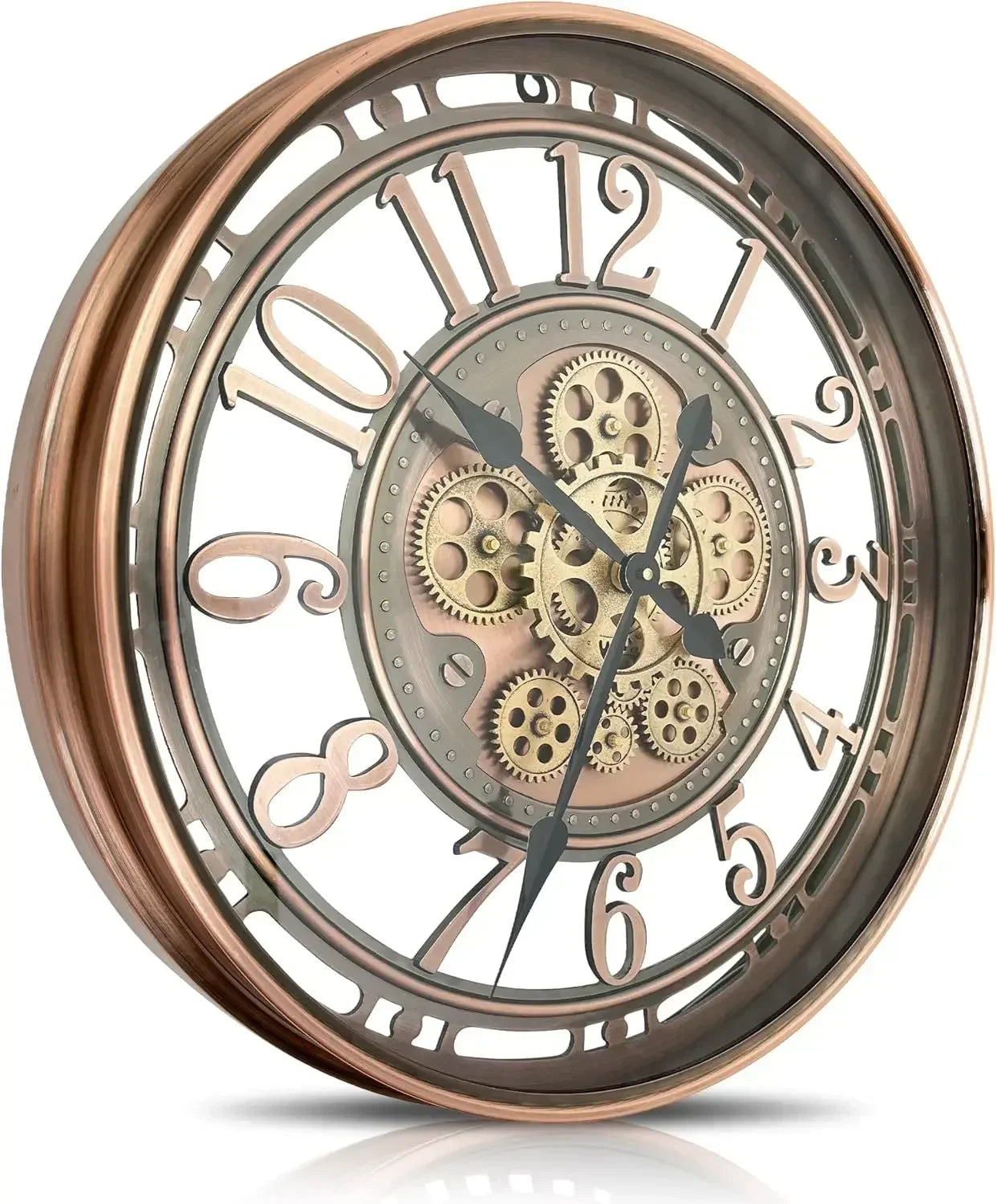 Industrial Steampunk Wall Clock with Real Moving Gears