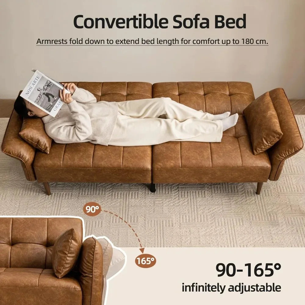 Convertible Sleeper Sofa with Pillows