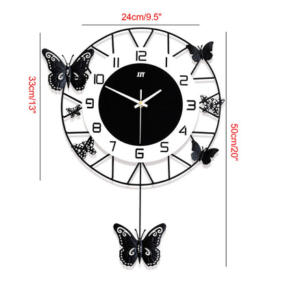 20" Round Metal Butterfly Wall Clock