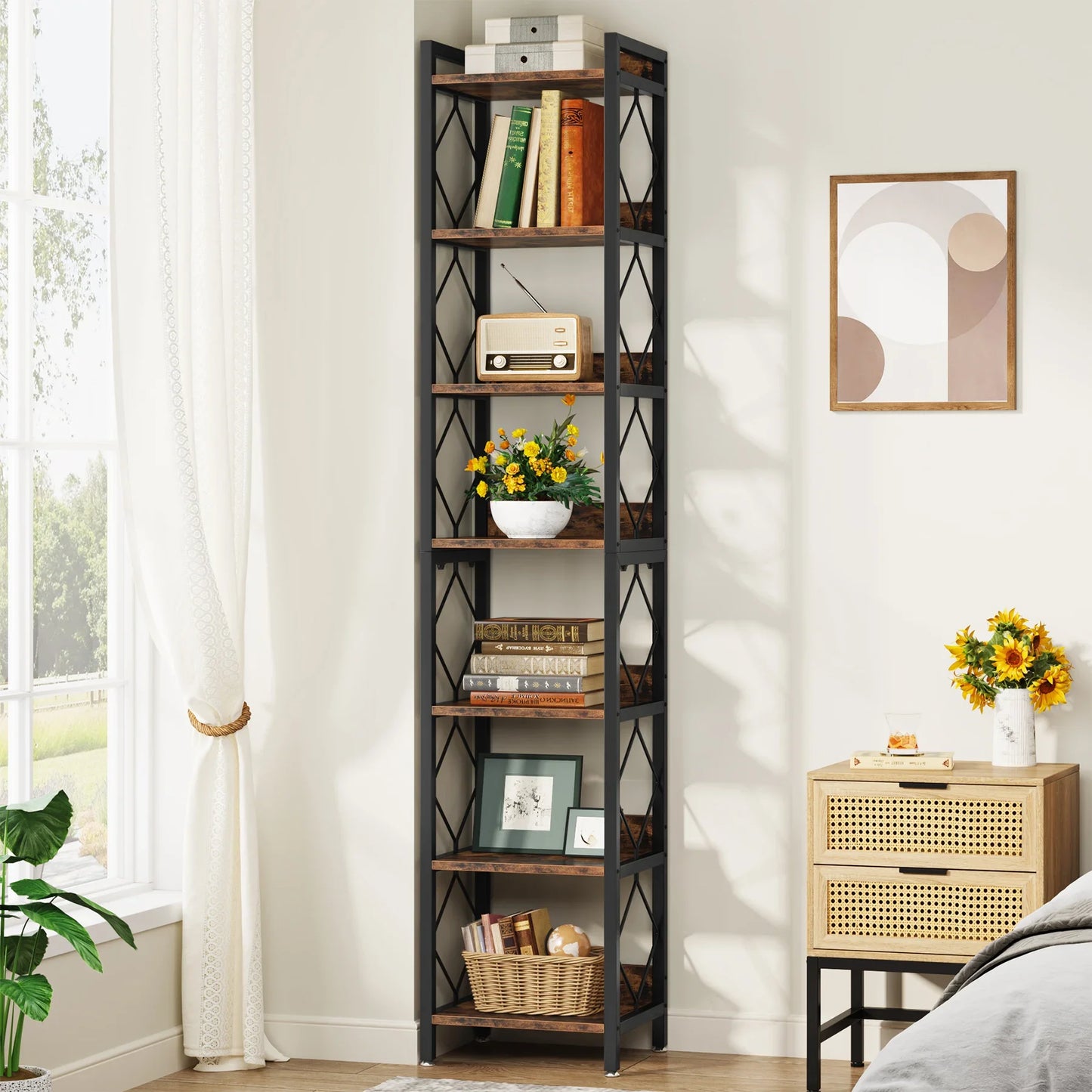 78.7" Tall Bookshelf or Storage Rack for Living Room, Bathroom or Office