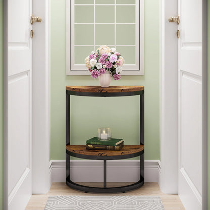 Farmhouse Industrial Semi Circle End Table
