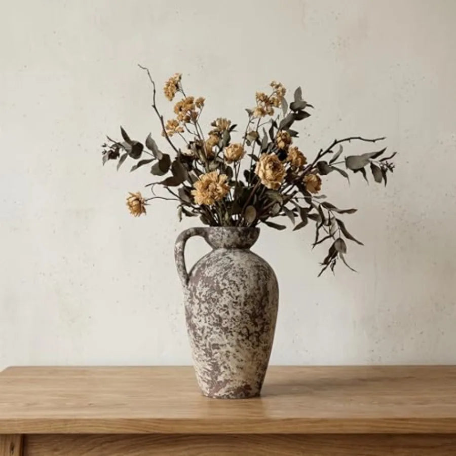Ceramic Rustic Farmhouse Vase with Handle