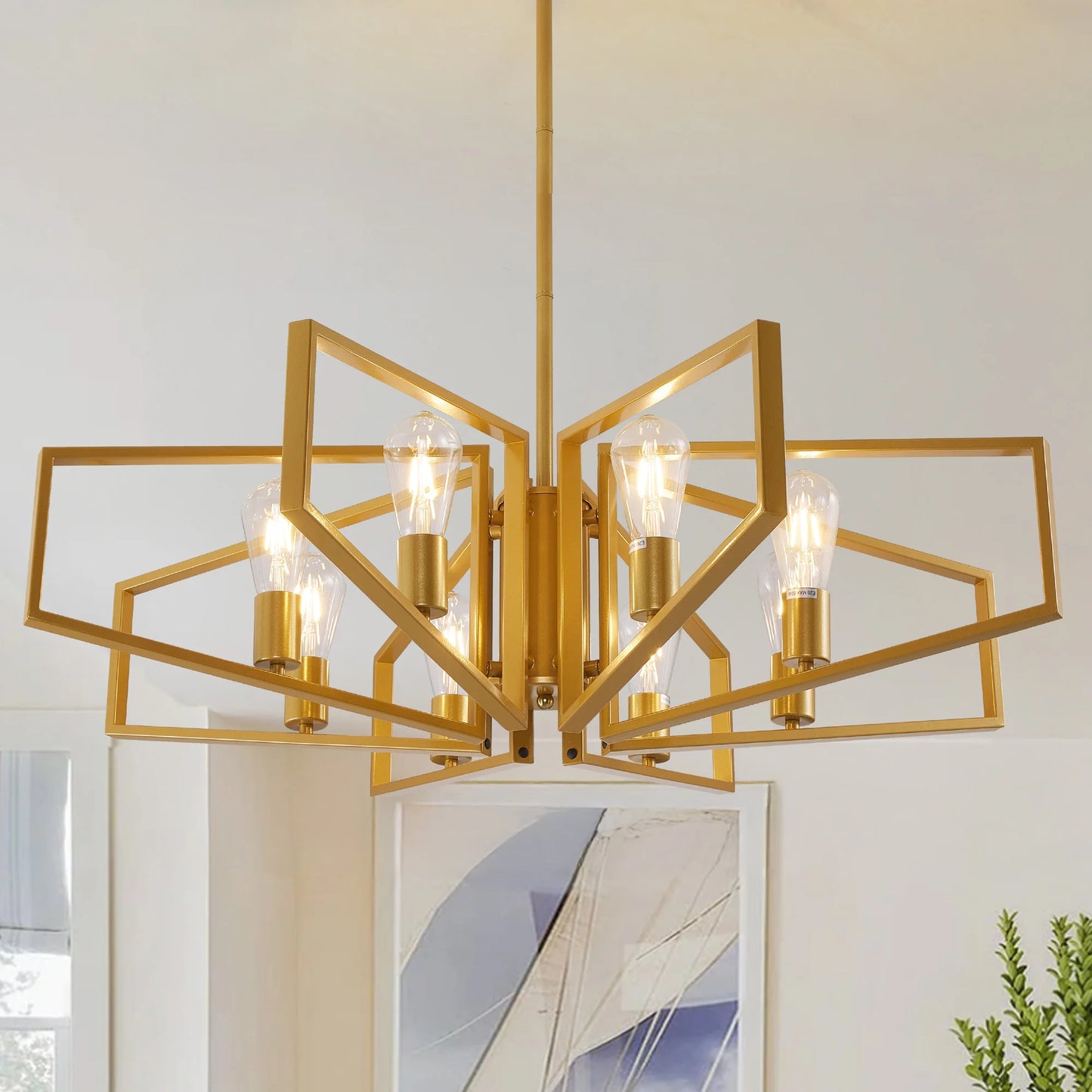 Geometric Metal Chandelier Ceiling Light for Living Room