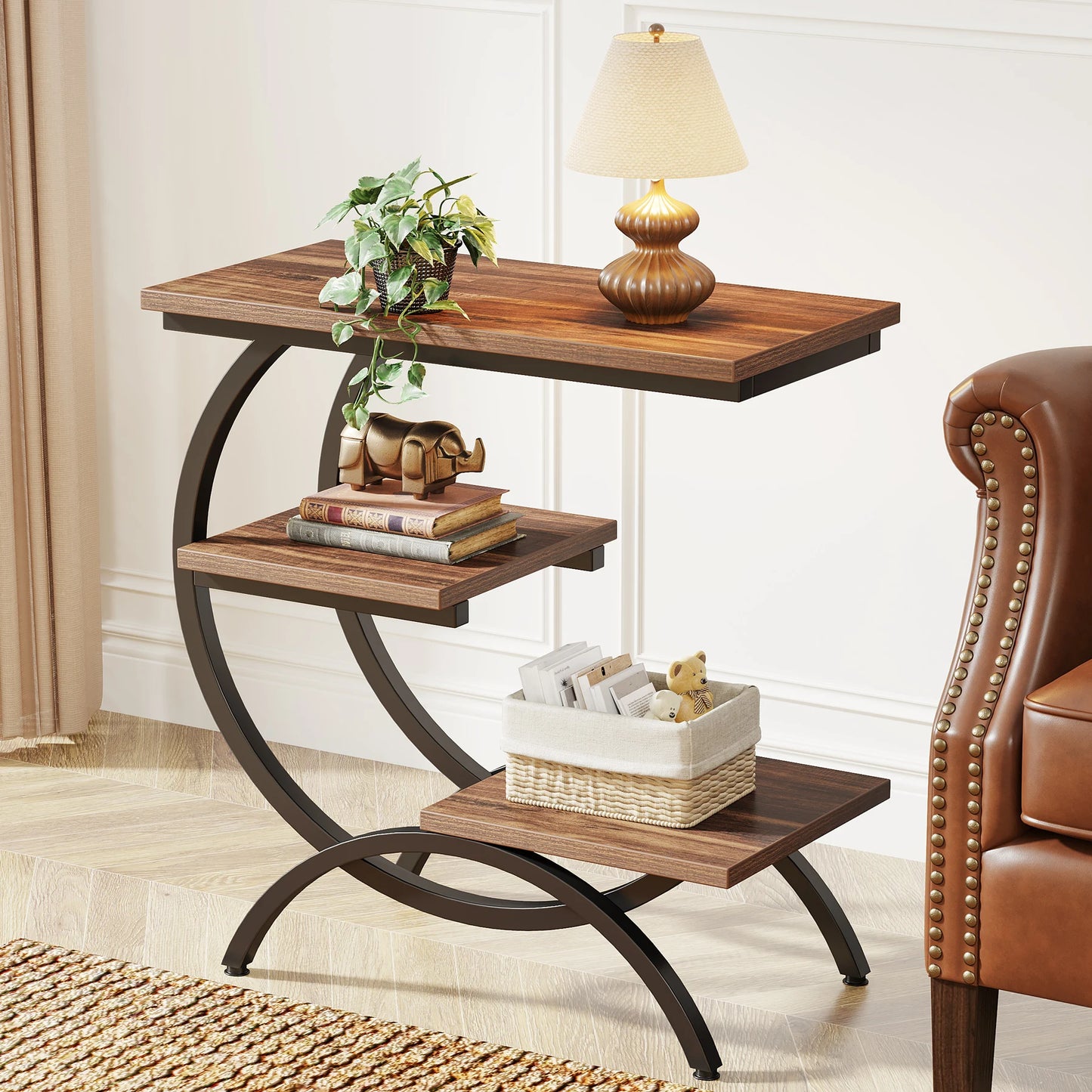 Farmhouse Industrial End Table for Couch or Bedside
