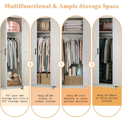 71" Tall Farmhouse Style Armoire with Dual Barn Doors