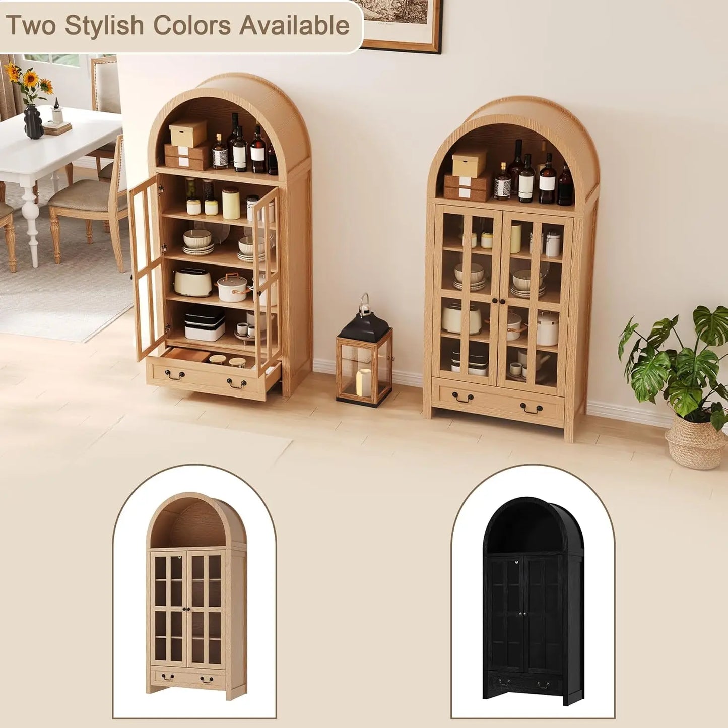 71" Tall, Arched Kitchen Pantry