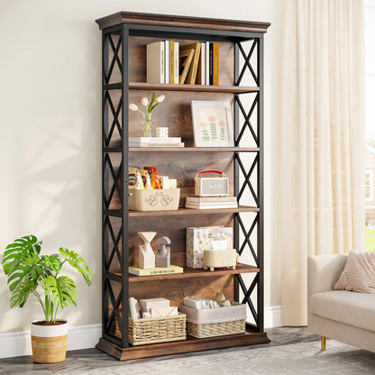 71" Tall Bookshelf with 5 Shelf Display Storage