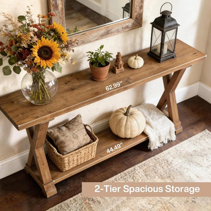 Solid Wood Farmhouse Console Table