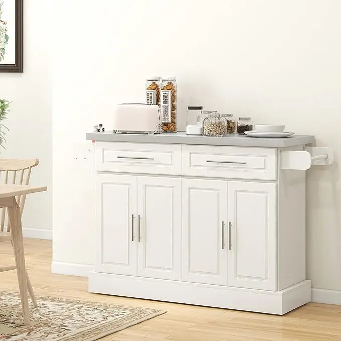 Rolling Kitchen Island Cart with Stainless Steel Top