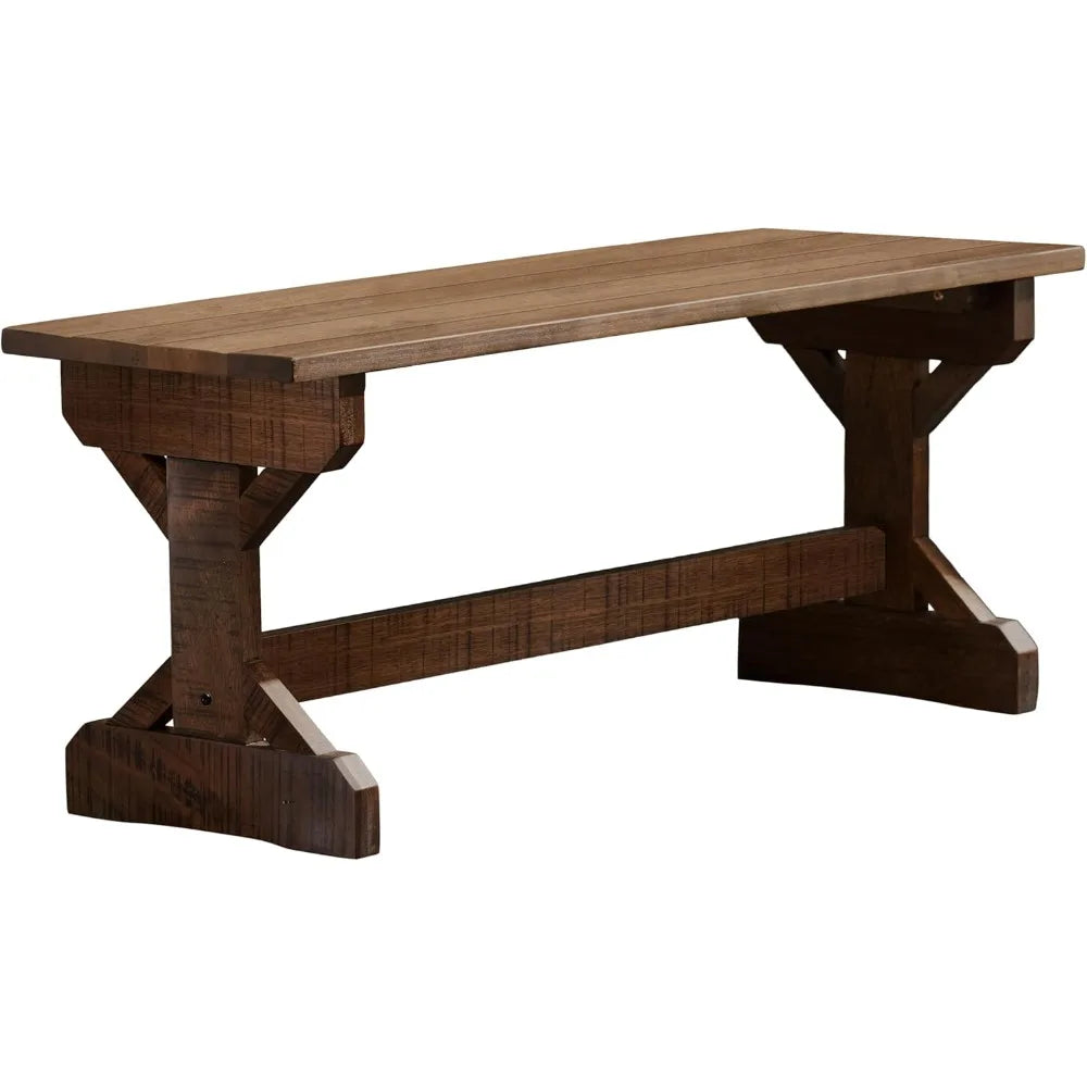Wooden Farmhouse Bench for Indoor, Outdoor