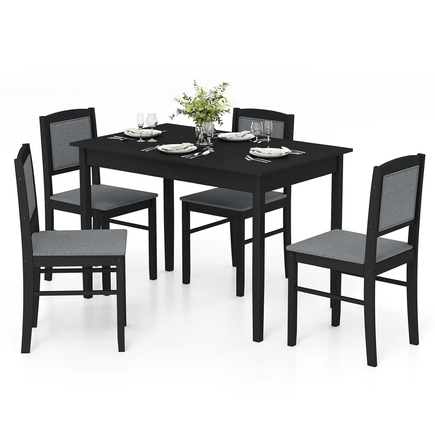 5 Piece Dining Table Set with Padded Seats & Backrest