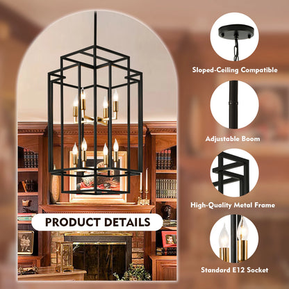 Farmhouse Lantern Pendant Light for Dining Room, Living Room or Entryway
