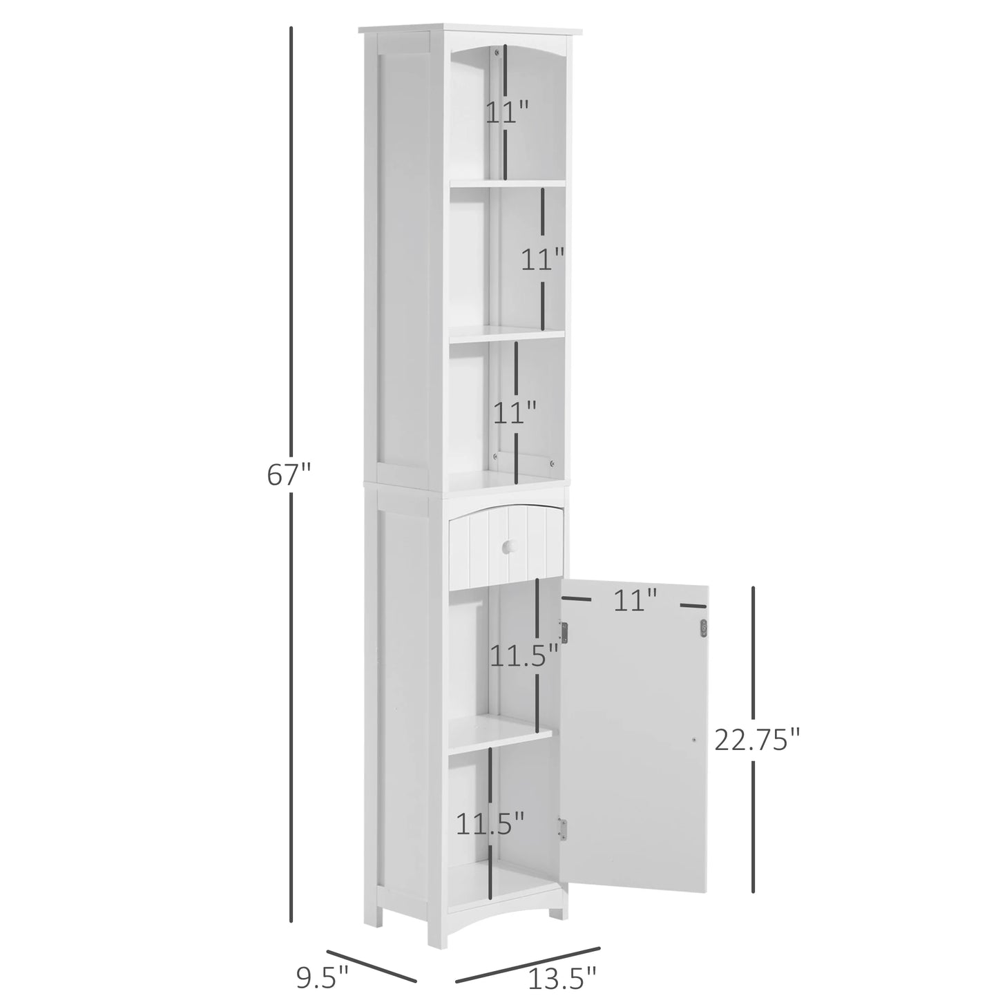 67" Tall Storage Cabinet for Bathroom