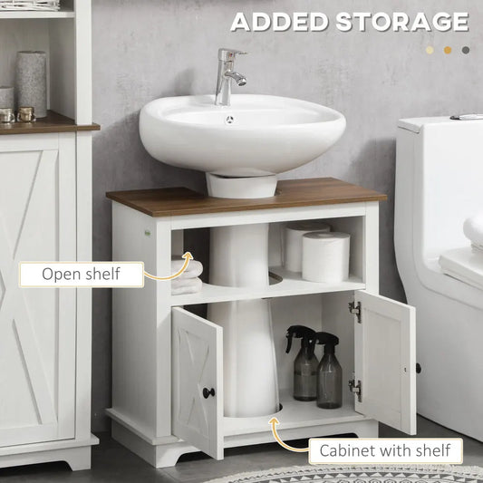 Farmhouse Pedestal Sink Bathroom Cabinet