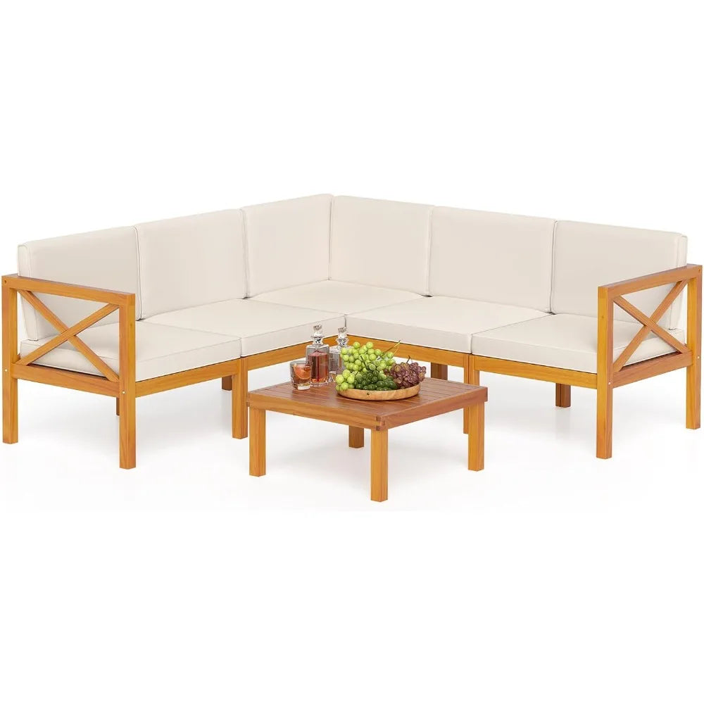 6 Piece Patio Furniture Set with Cushions & Coffee Table