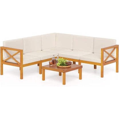 6 Piece Patio Furniture Set with Cushions & Coffee Table