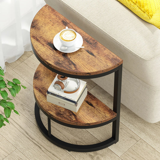 Farmhouse Industrial Semi Circle End Table