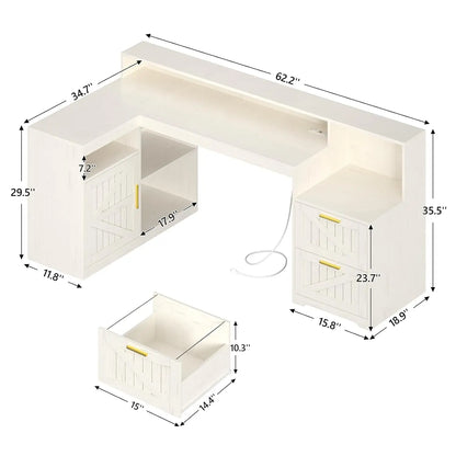 Farmhouse Home Office Desk with Storage