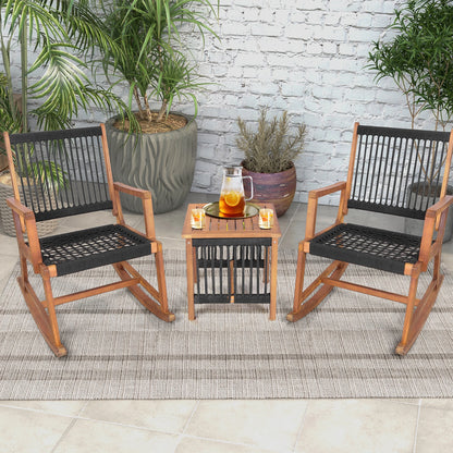 3 Piece Patio Bistro Table & Rocking Chair Set