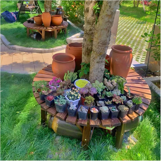Wrap Around Wooden Tree Bench for Gardens, Patios & Backyard