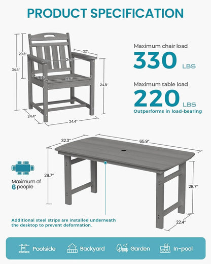 7-Piece, Outdoor Dining Set for 6